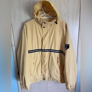 Vintage Nautica Mens Jacket Yellow Hooded Coat Windbreaker Boating Sz Medium